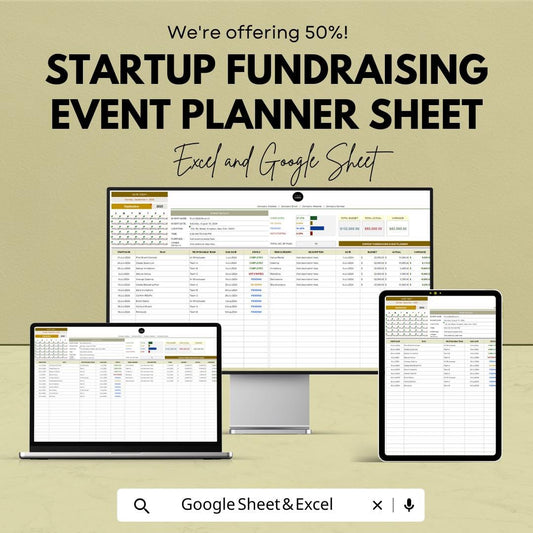 Startup Fundraising Event Planner Sheet – Excel and Google Sheets | Event Budget Tracker | Fundraising Goal Setting & Campaign Planning