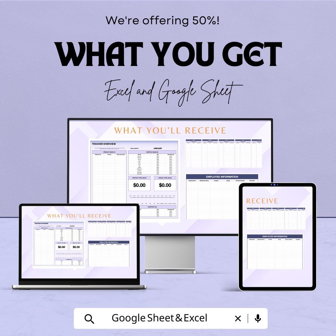 Blank Tracker Sheet | Excel and Google Sheets | Sales & Product Tracker | Monthly Overview | Customizable Template | Instant Download