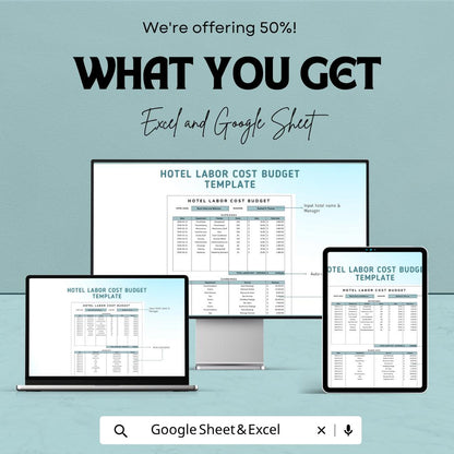 Hotel Labor Cost Budget Template | Payroll Budget Spreadsheet | Staff Cost Tracker | Excel & Google Sheets | Employee Expense Planner