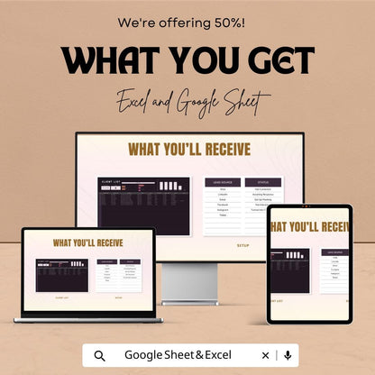Client List Template | CRM Tracker for Leads & Contacts | Google Sheets and Excel