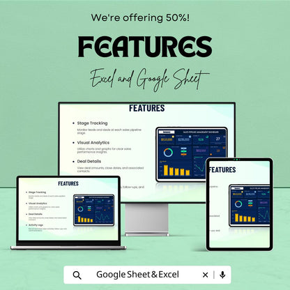 Sales Pipeline Management Dashboard Template | Excel and Google Sheets | Sales Tracking, Forecasting, & Data Visualization