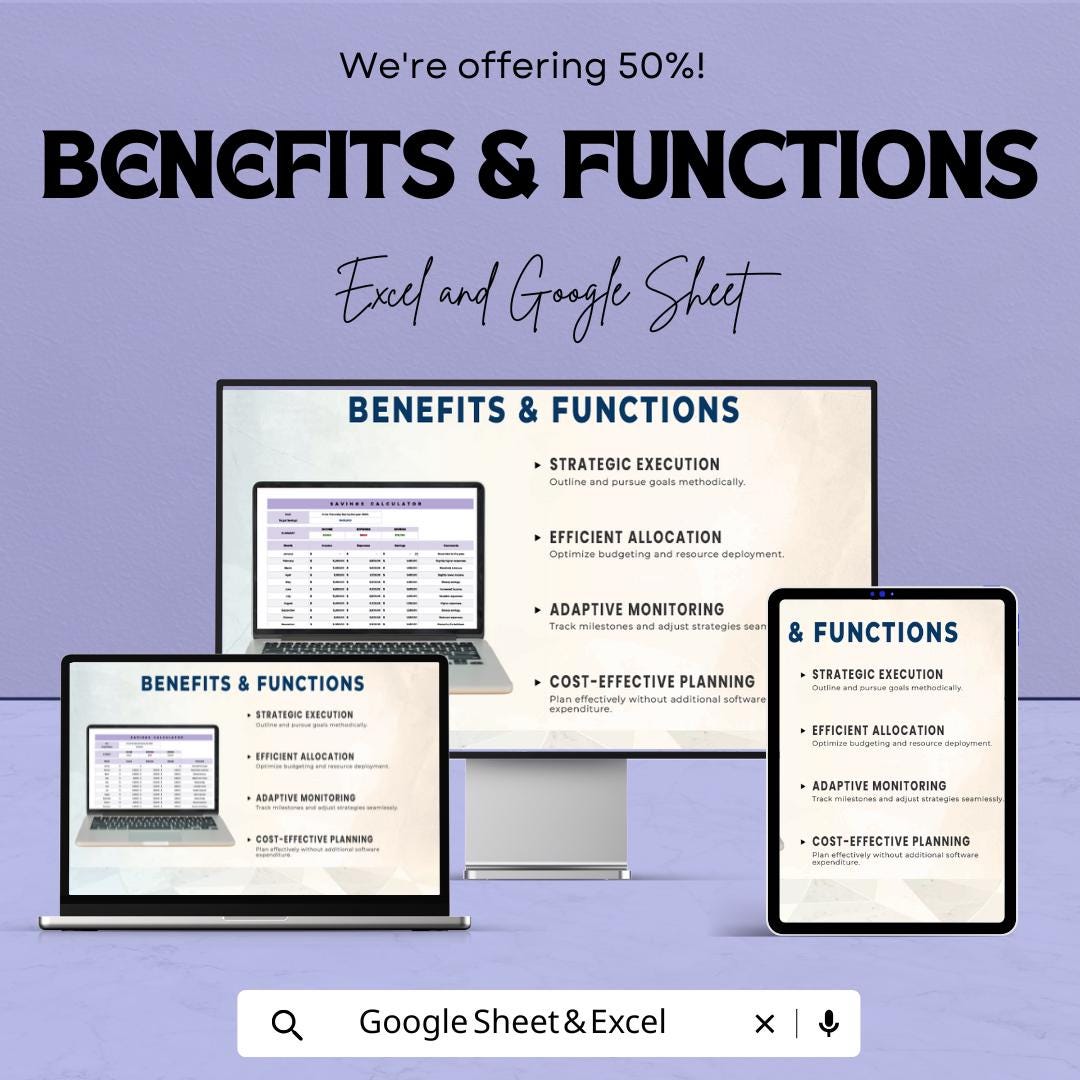 Saving Calculator Sheet | Excel & Google Sheets | Budget and Savings Tracker | Financial Planning Template