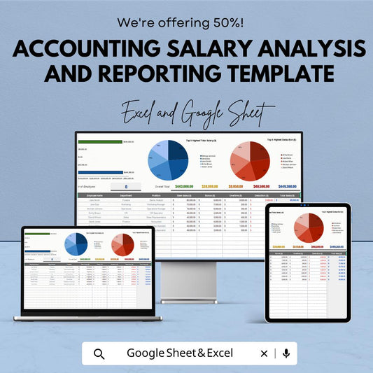 Accounting Salary Analysis and Reporting Template | Employee Salary Tracker | Payroll Analysis for Excel & Google Sheets | Salary Report