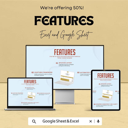 Freelance Writer Invoice Template | Editable Google Sheets & Excel | Professional Billing Sheet | Writing Invoice | Instant Download