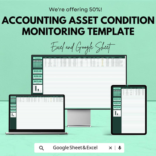 Accounting Asset Condition Monitoring Template | Asset Maintenance Tracker | Preventive Maintenance Spreadsheet | Condition Monitoring Log