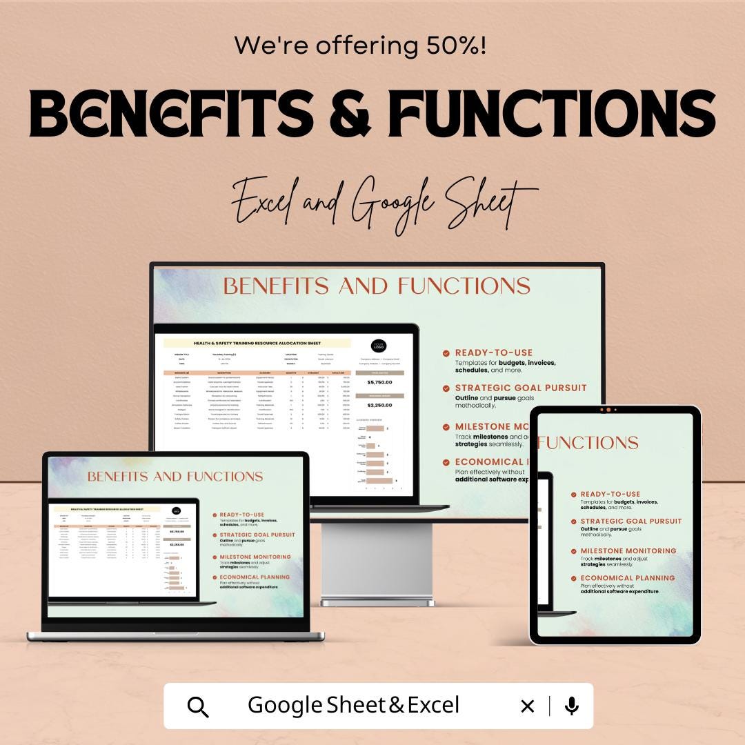 Health & Safety Training Resource Allocation Sheet Template | Training Budget Planner | Safety Program Management Template