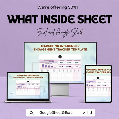 Influencer Engagement Tracker Template | Social Media Engagement Spreadsheet | Marketing Influencer Tracker | KPI & Analytics Tool