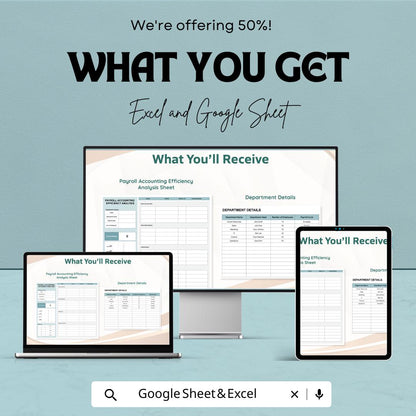 Payroll Accounting Efficiency Analysis Template | Payroll Audit Tool | HR Management Spreadsheet | Payroll Performance Tracker
