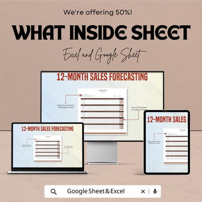 2-Month Sales Forecasting Template | Business Budget Planner | Monthly Revenue Tracker | Financial Planning Spreadsheet