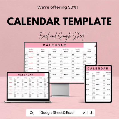 Calendar Template | Editable Monthly Planner | Digital Yearly Organizer | Printable Schedule Tracker | Instant Download