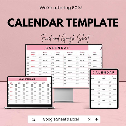 Calendar Template | Editable Monthly Planner | Digital Yearly Organizer | Printable Schedule Tracker | Instant Download