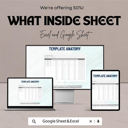 Attendance Template | Employee Attendance Tracker | Excel and Google Sheets Time Log | Staff Attendance Sheet | HR Printable Template
