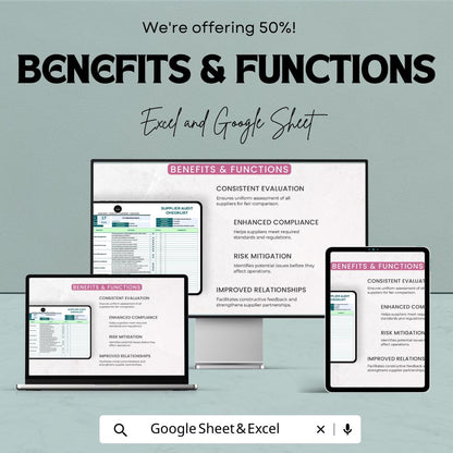 Operations Supplier Audit Checklist Template | Vendor Compliance Audit Tool | Excel & Google Sheets