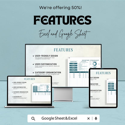 Inventory Spreadsheet Template | Google Sheet | Stock Tracking | Inventory Management System | Real-time Data Analysis | Instant Download