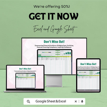Finance Control Gap Analysis Template, Internal Control Assessment, Financial Audit Spreadsheet, Compliance Gap Tracker, Excel Google Sheets