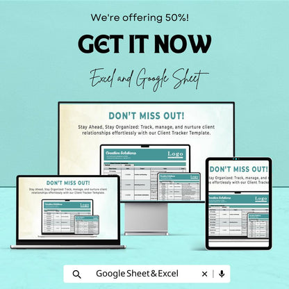Client Tracker Sheet | Manage Clients, Projects and Tasks | Excel & Google Sheet | Customizable Template for Easy Client Management