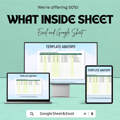 Year-End Accounts Closure Template Excel | Financial Closing Checklist Spreadsheet | Accounting Task Tracker | Google Sheets Finance Log