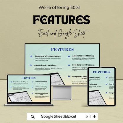 Sales Influencer Lead Count Template | Influencer Tracking Spreadsheet | Lead Management Tracker | Engagement & Conversion Tracker