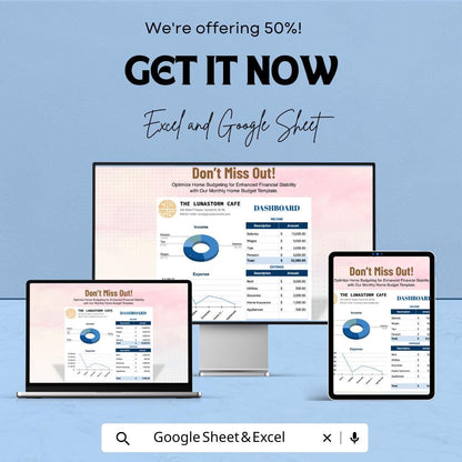Monthly Home Budget Template | Home Budget Spreadsheet | Excel & Google Sheets Monthly Expense Tracker | Household Budget Planner