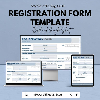 Registration Form Template | Client Intake Form | Signup Form Spreadsheet | Excel & Google Sheets | Event Registration Tracker
