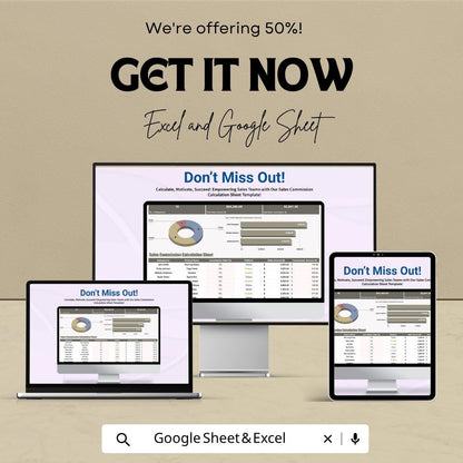Sales Commission Calculation Template | Commission Tracker Spreadsheet | Sales Dashboard Template | Sales Performance Tracker