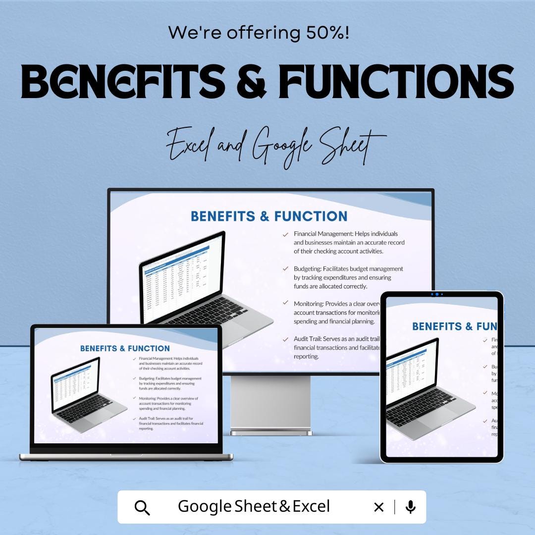 Checkbook Register Sheet | Budget Management | Google Sheet Template | Track Transactions, Expenses & Balances | Personal Finance Organizer