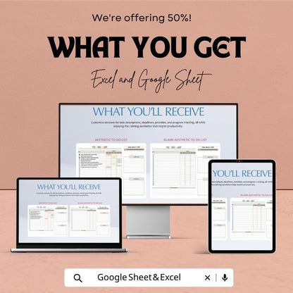 Aesthetic To-Do List & Daily Planner | Excel & Sheets