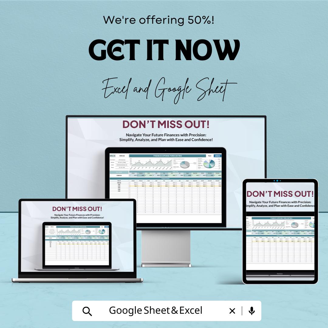 Financial Expense Forecasting Sheet | Excel and Google Sheets Template | Budgeting, Expense Tracking & Forecasting Tool