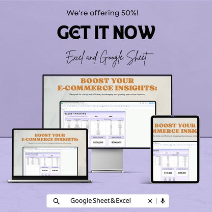 E-Commerce Sales Tracking Template | Sales Tracker Spreadsheet | Monthly and Annual Revenue Tracker | Business Finance Template