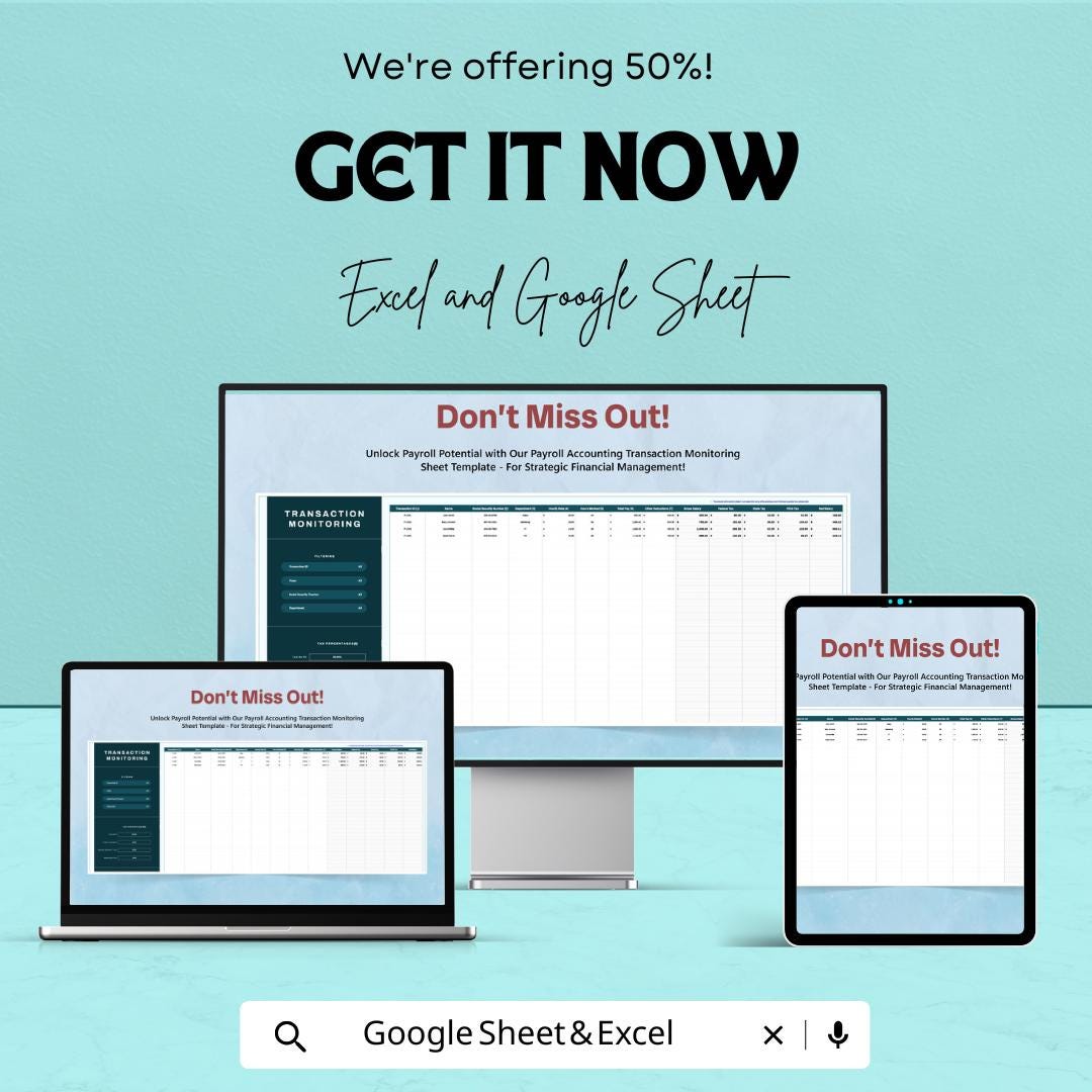 Payroll Accounting Transaction Monitoring Sheet | Payroll Transaction Tracker | Payroll Expense Log | Payroll Audit Tracking Sheet