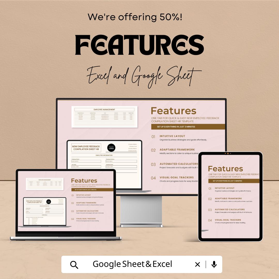 New Employee Feedback Compilation Sheet HR Template | Employee Evaluation Form | HR Performance Review | Excel & Google Sheets