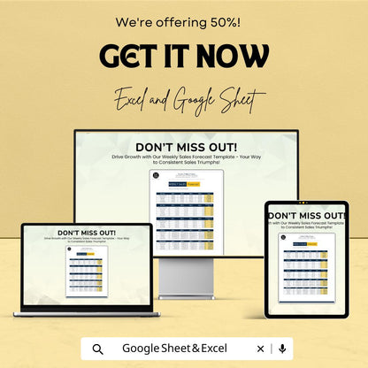 Weekly Sales Forecast Sheet – Excel and Google Sheet Template | Sales Planning & Tracking | 50% Off