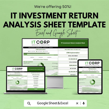 IT Investment Return Analysis Sheet Template |  IT Project Return Calculator | Business Investment Analysis Spreadsheet