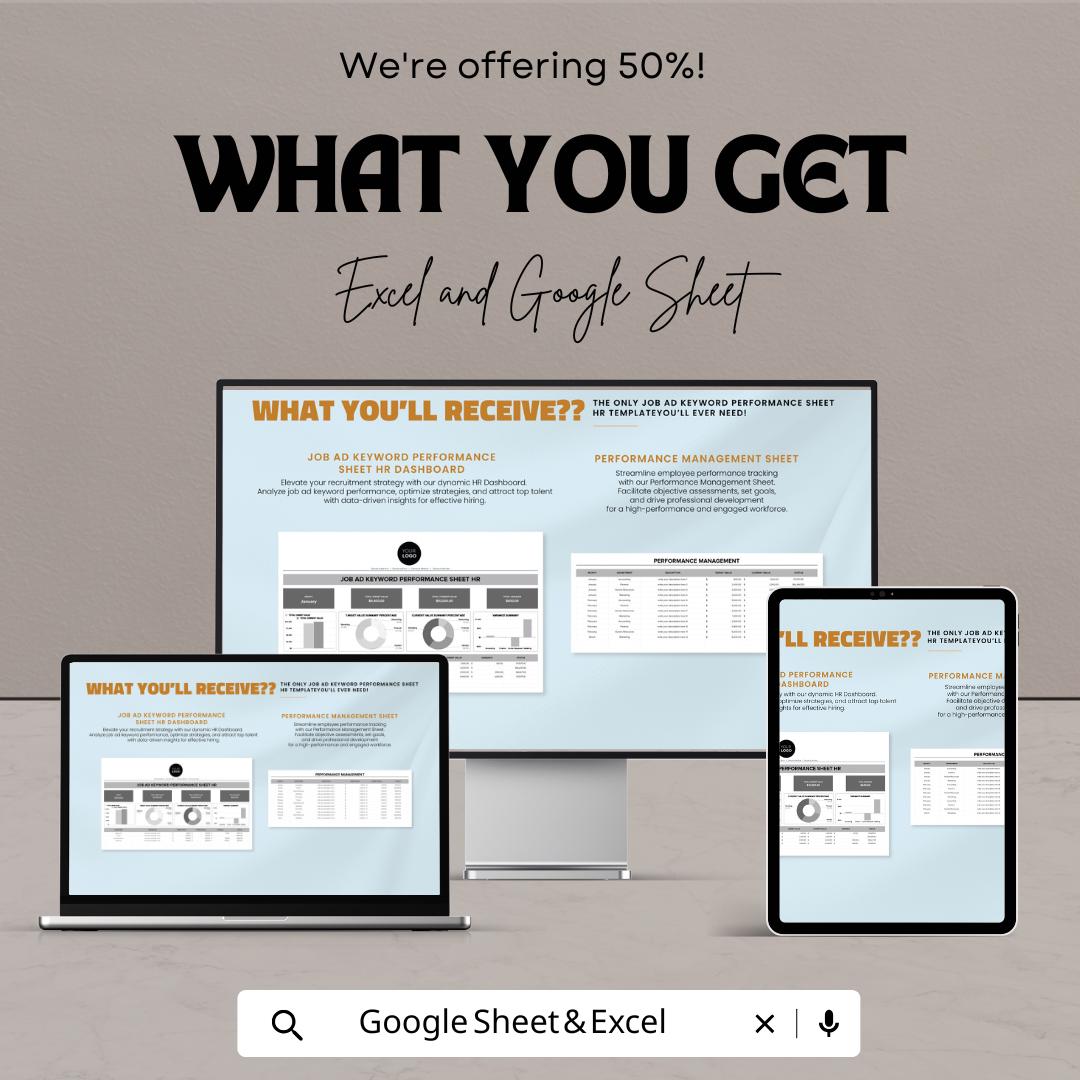 Job Ad Keyword Performance Sheet HR Template | Recruitment Analytics Dashboard | Excel & Google Sheets Hiring Tracker