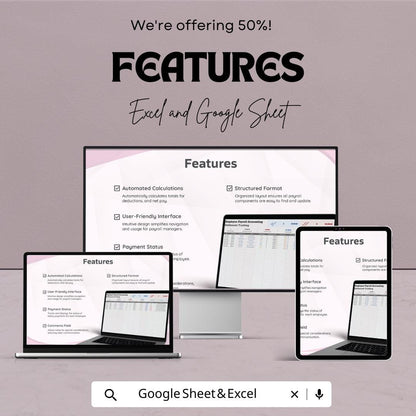 Employee Payroll Accounting Settlement Tracking Template | Automated Calculations, Payment Status Tracker, Employee Salary Management