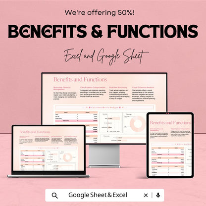 Cute Aesthetic Budget Template | Monthly Budget Spreadsheet | Excel & Google Sheets Budget Planner | Expense Tracker