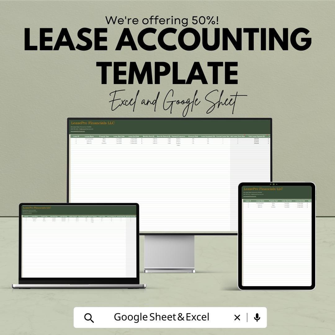 Lease Accounting Template | Lease Liability and Amortization Schedule | ASC 842 & IFRS Lease Management Sheet