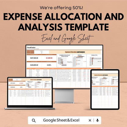 Expense Allocation and Analysis Template | Excel & Google Sheets | Expense Tracker Dashboard | Budget Allocation Spreadsheet