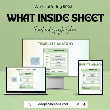 Form Template | Membership Form | Data Entry Form | Customizable Spreadsheet Template | Editable Information Form