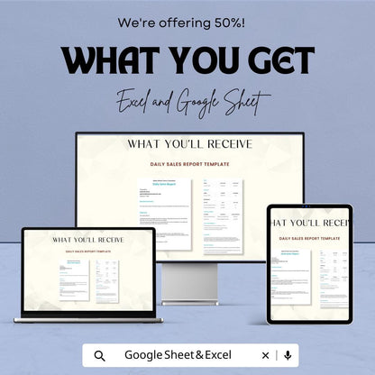 Daily Sales Report Template | Excel & Google Sheets | Business Sales Tracker | Printable Sales Log | Store Sales Summary Spreadsheet