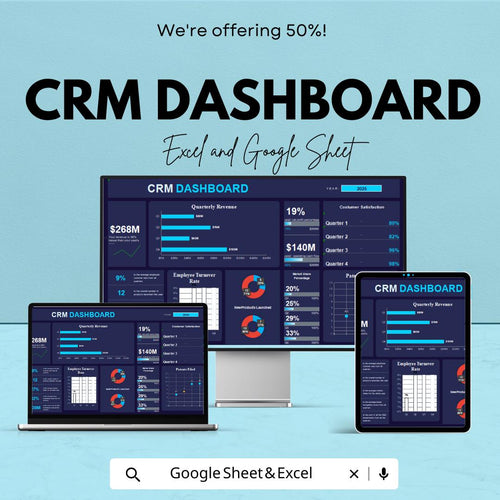CRM Dashboard Template for Sales and Customer Metrics | Google Sheet | Real-Time Data Visualization | Automated Tracking & Reporting