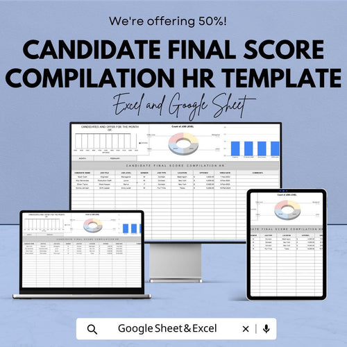 Candidate Final Score Compilation HR Template | Hiring Evaluation Spreadsheet | Candidate Scoring Dashboard | Excel & Google Sheets HR Tool