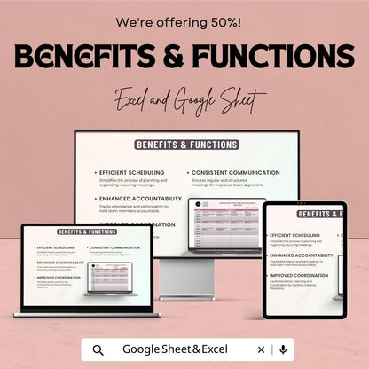 Operations Staff Meeting Tracker Template, Meeting Frequency Tracker, Staff Meeting Schedule, Excel & Google Sheets, Team Meeting Planner