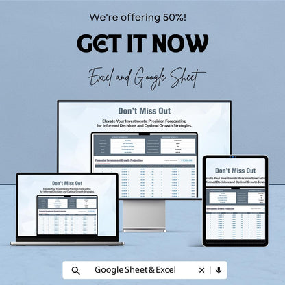 Financial Investment Growth Projection Template | Investment Planner, Compound Growth Calculator, ROI Projection, Finance Tracker