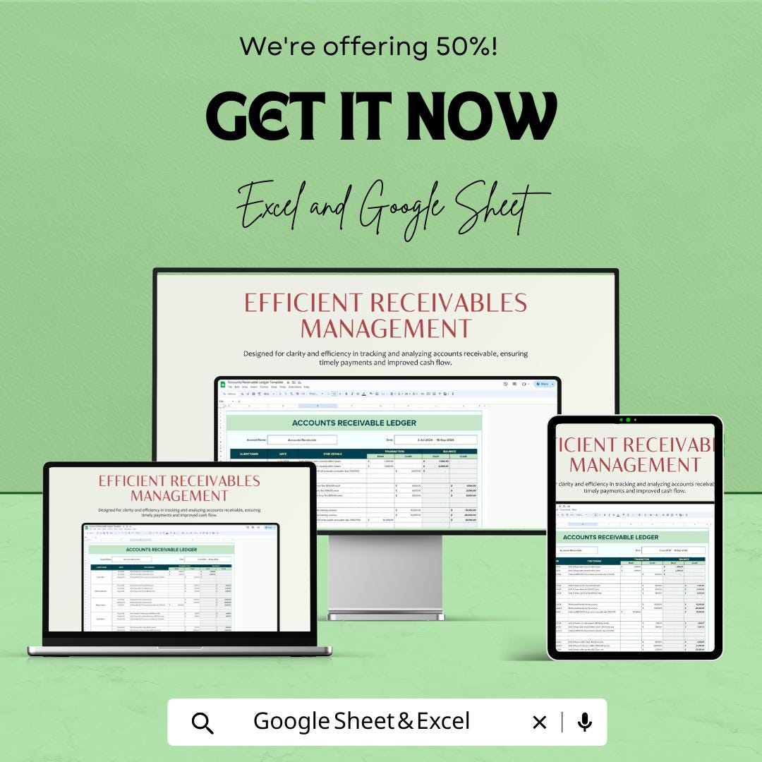 Accounts Receivable Ledger Sheet | Excel & Google Sheets | Customer Payment Tracker