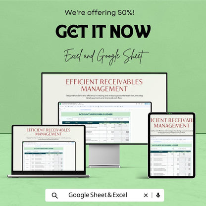 Accounts Receivable Ledger Sheet | Excel & Google Sheets | Customer Payment Tracker