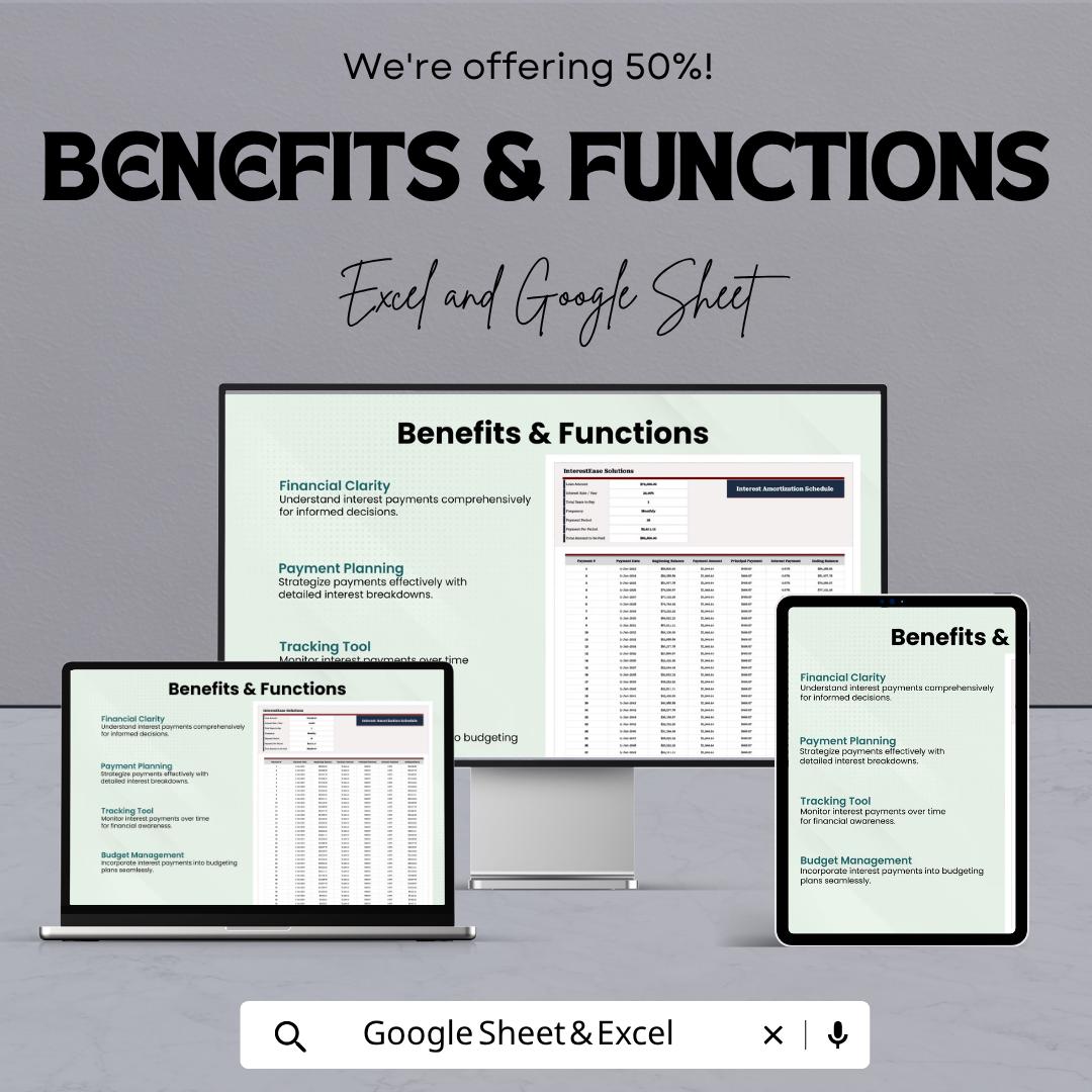 Interest Amortization Schedule Template | Loan Payment Tracker | Excel Google Sheets