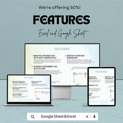 Employee Work Assignment Tracker Excel | Team Task Manager Spreadsheet | Employee Task Tracker | Project Management Template