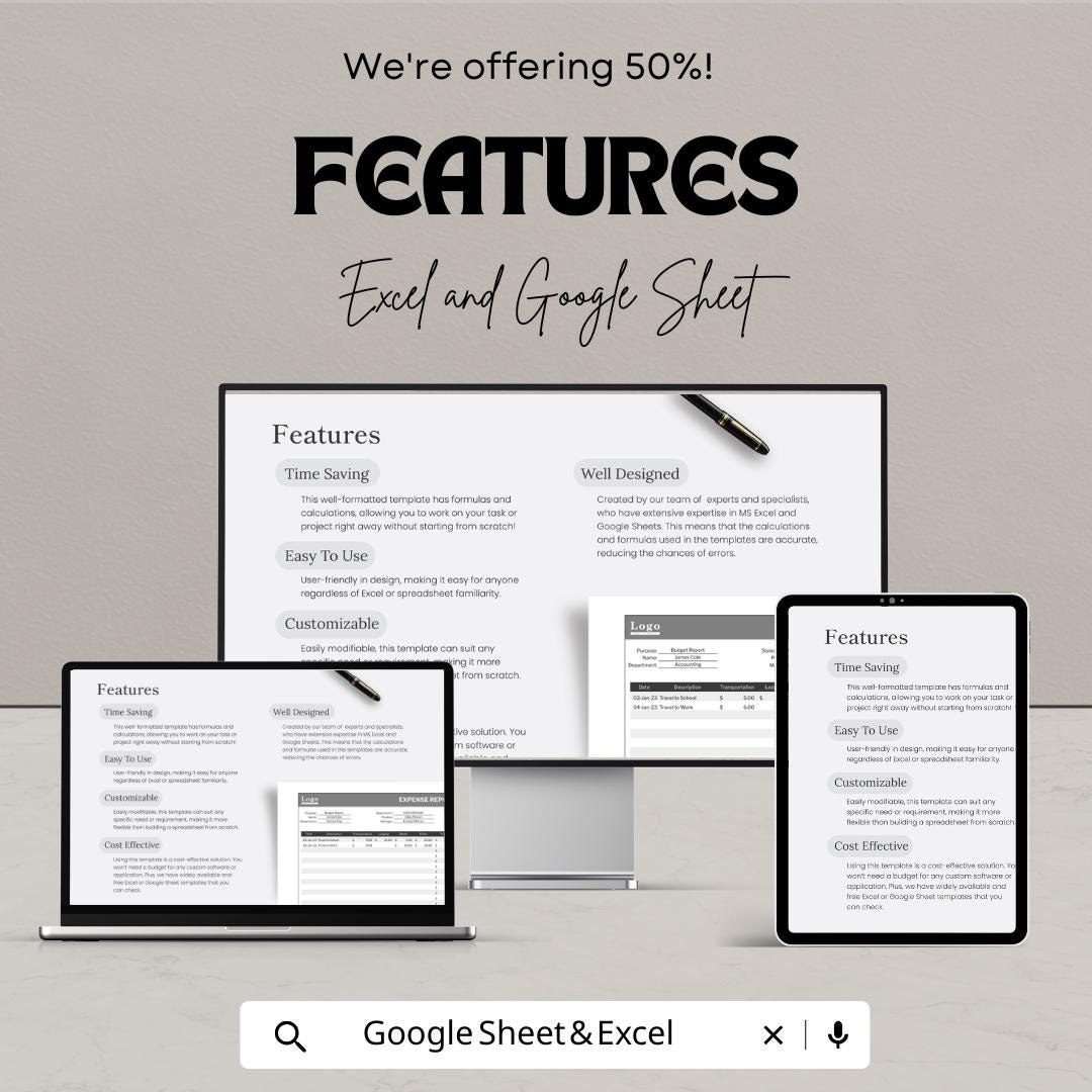 Printable Business Spreadsheet | Expense Report | Budget Tracker | Small Business Finance Planner | Editable Sheet
