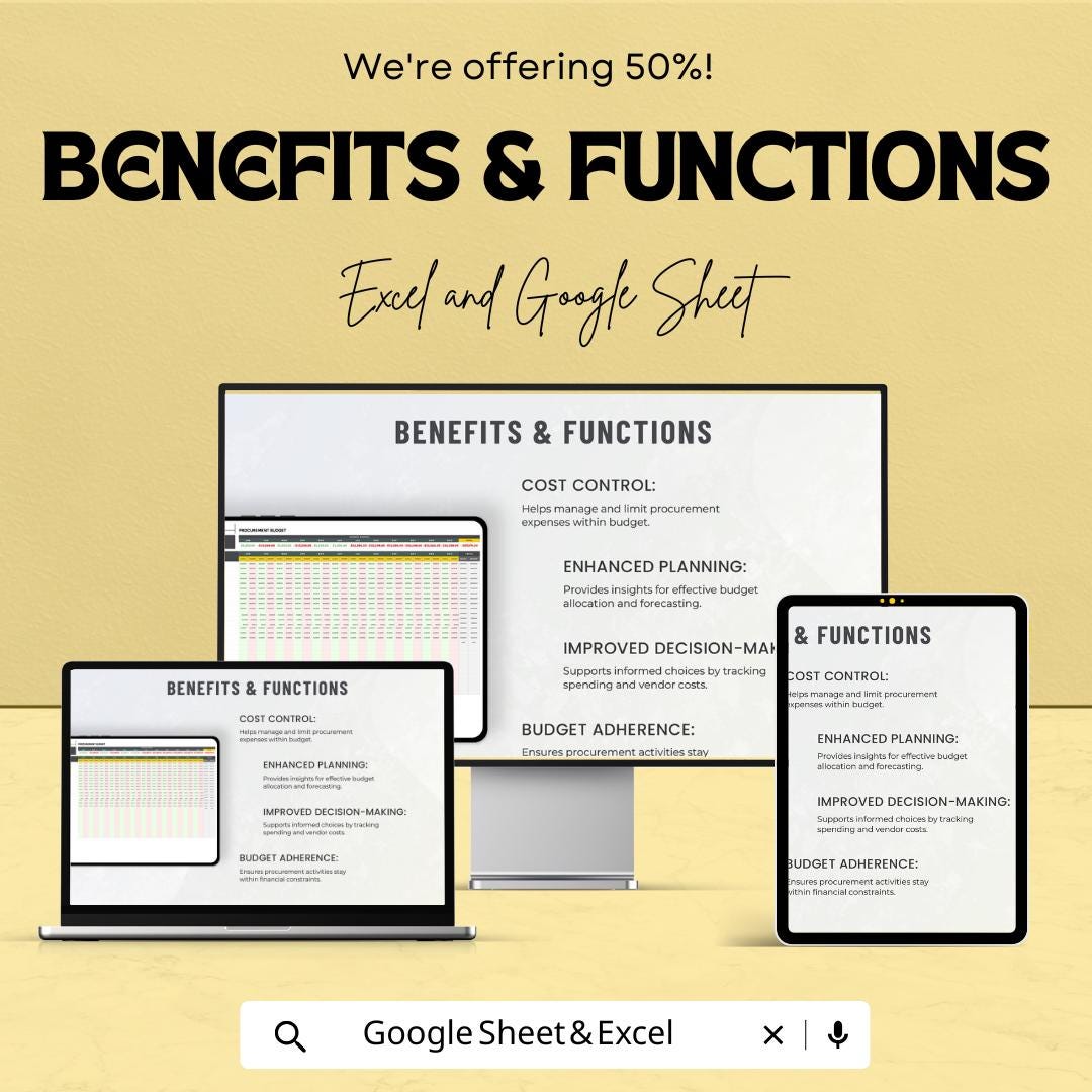 Operations Procurement Budget Template - Excel & Google Sheets for Efficient Cost Management